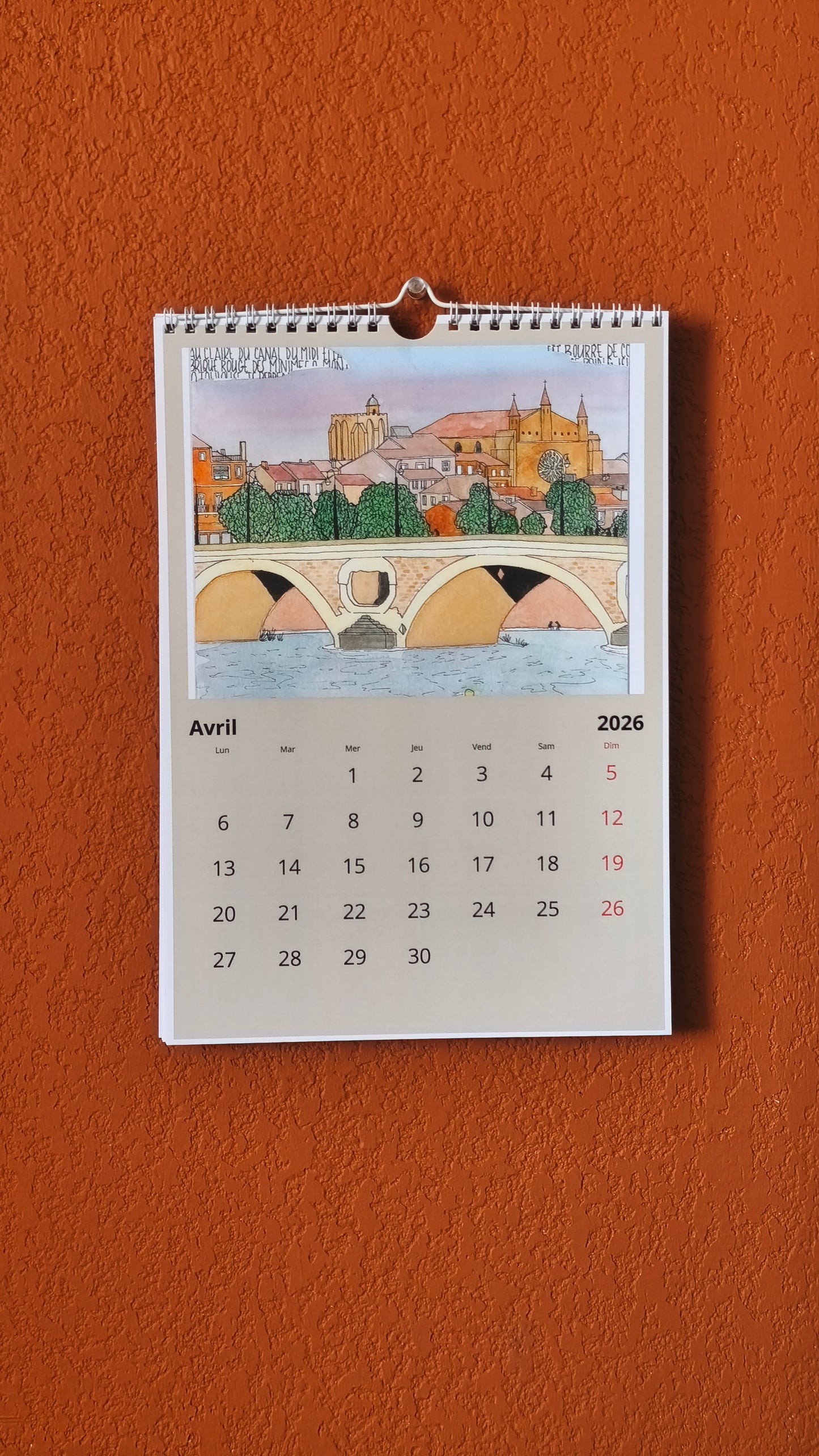 Calendrier mural 2026, 21 x 30 cm
