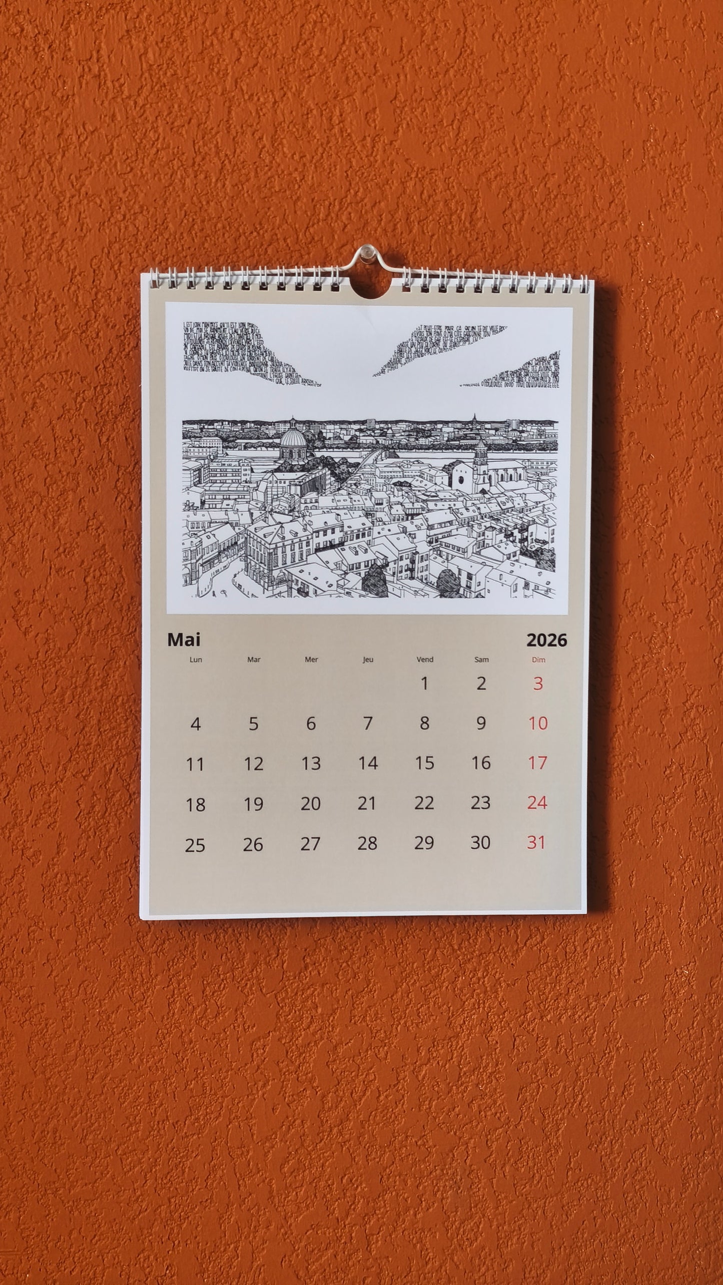 Calendrier mural 2026, 21 x 30 cm