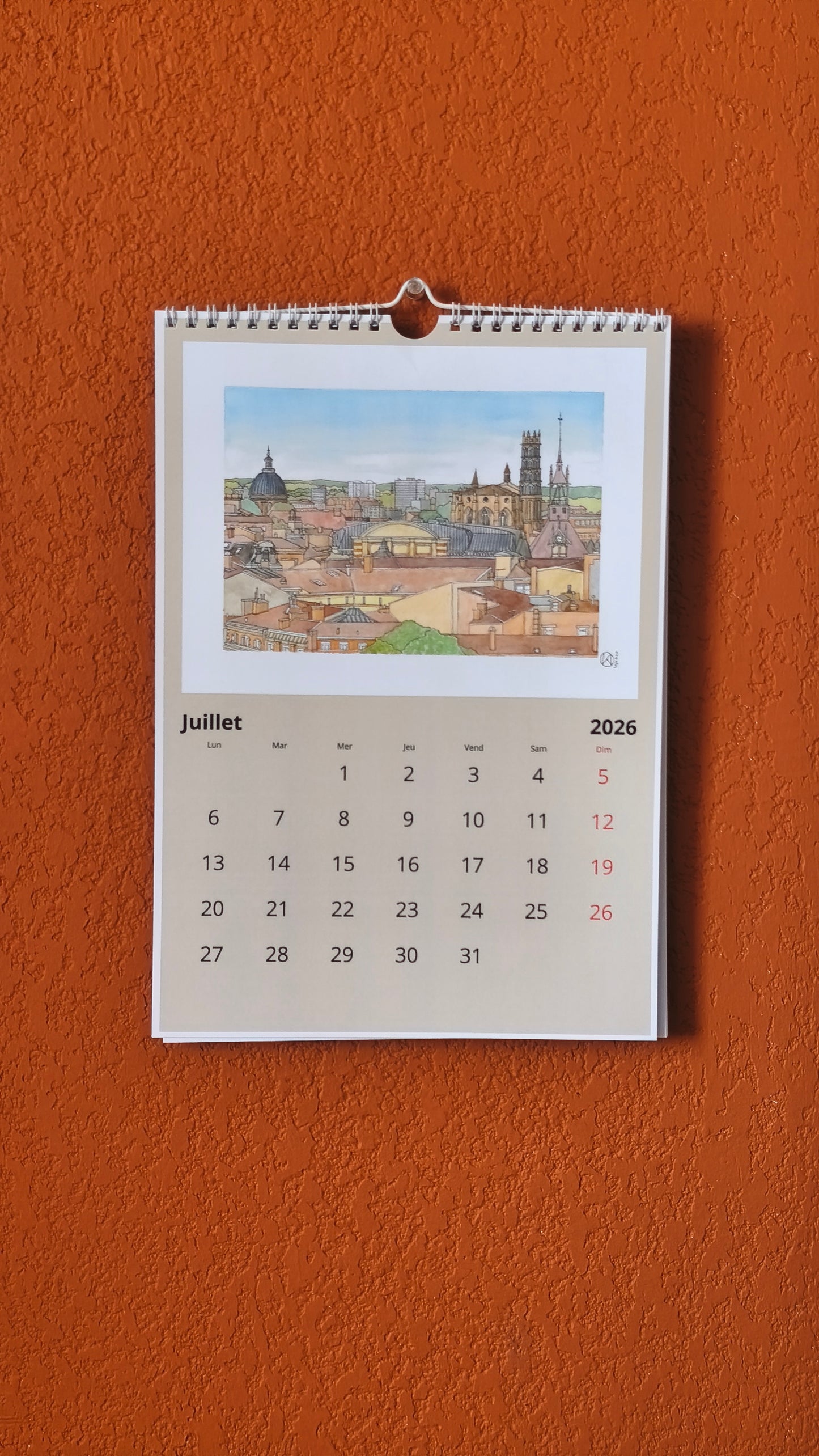 Calendrier mural 2026, 21 x 30 cm