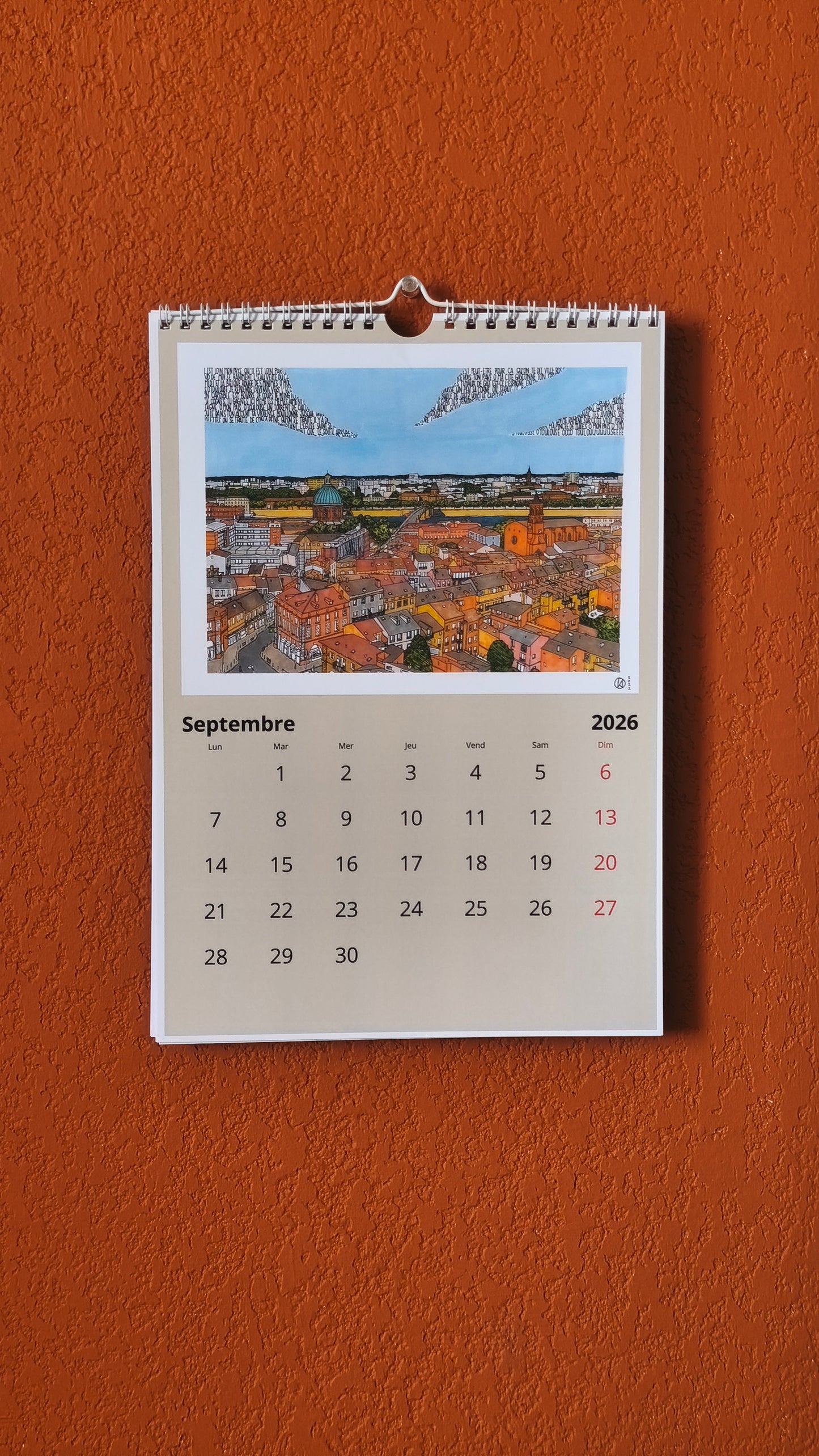 Calendrier mural 2026, 21 x 30 cm