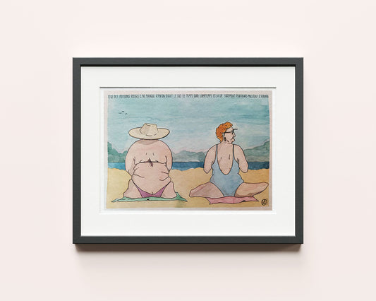 2 baigneuses, aquarelle originale, 21 x 30 cm